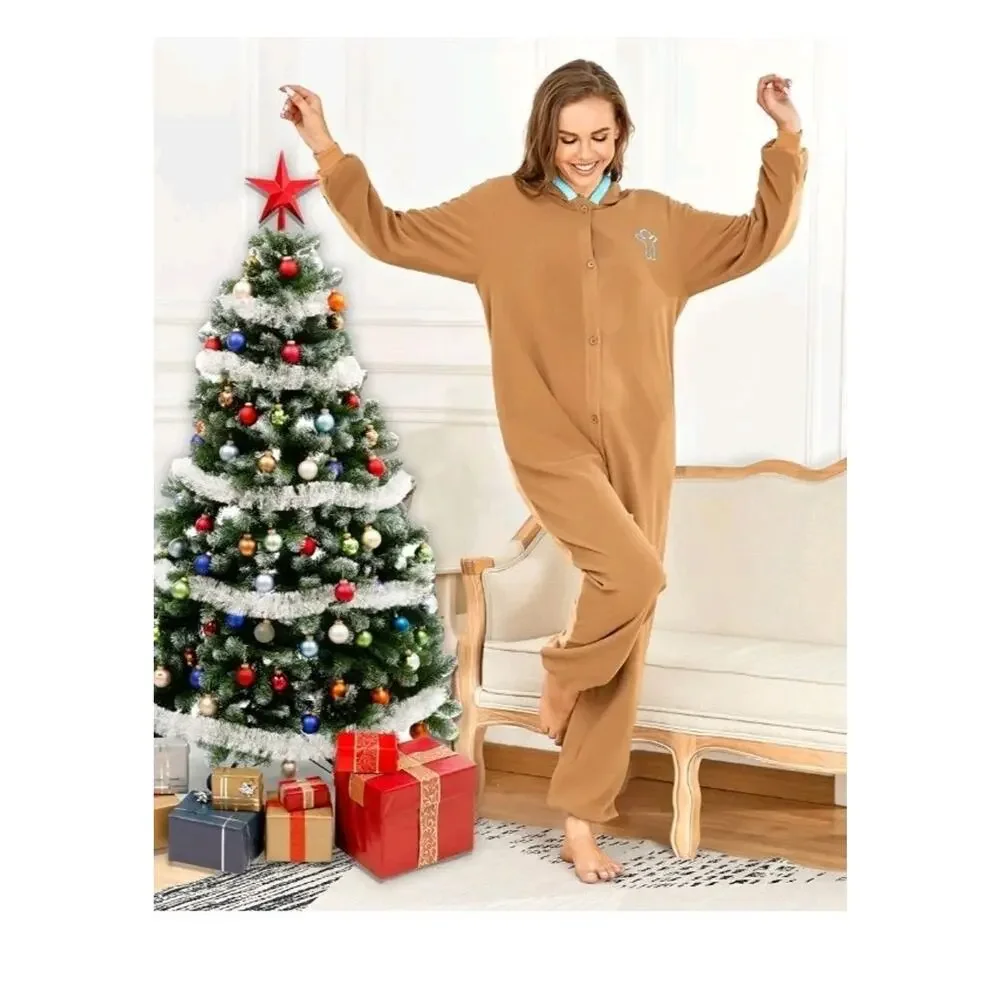 Unisex Christmas Gingerbread Man Sz XL Costumes One-Piece Pajama Sleepwear s10